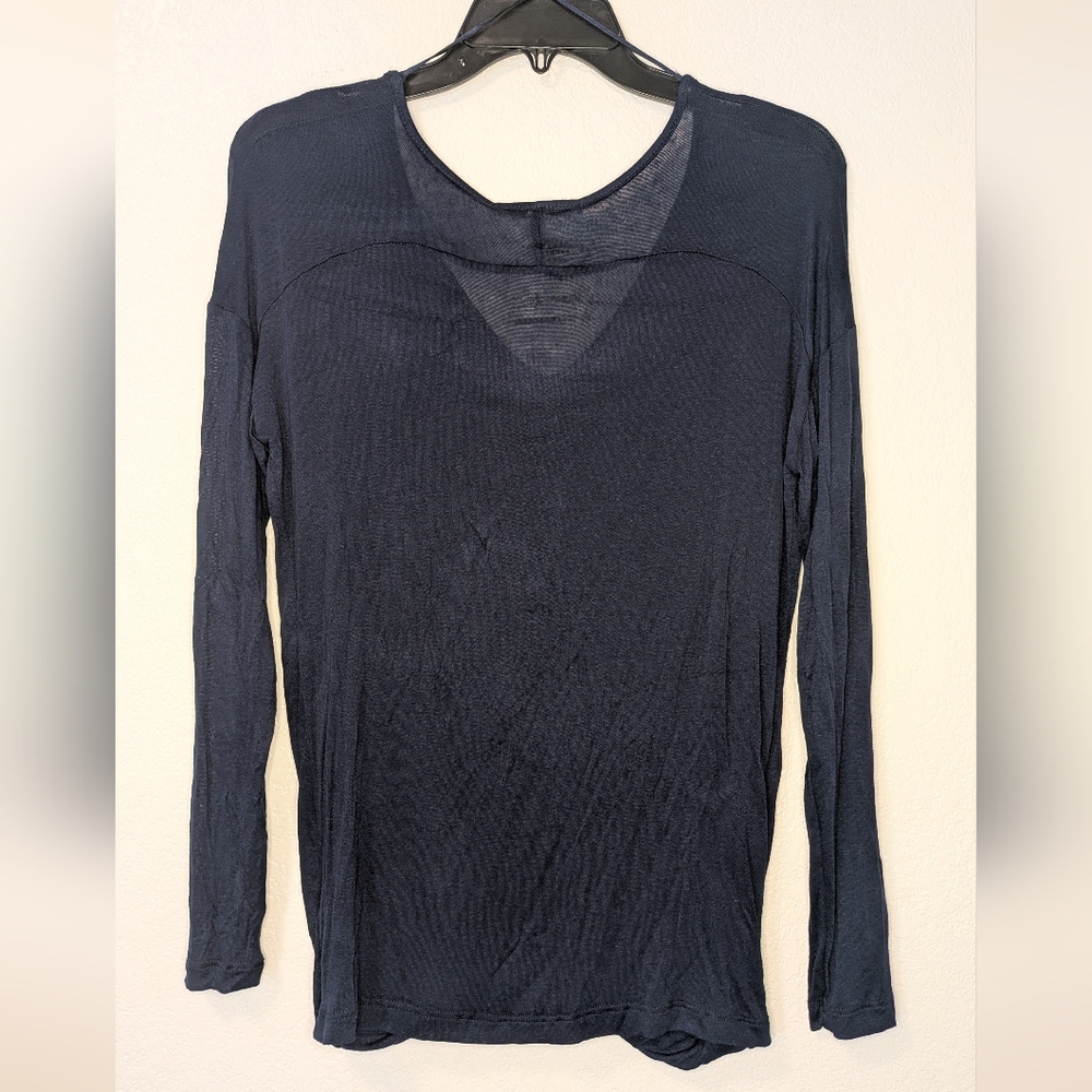 Pleione Deep Blue Long Sleeve Women's Blouse - Picture 2 of 8